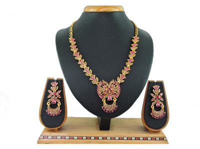 VATSALYA creation Alloy Gold-plated Pink Jewellery Set(Pack of 1)