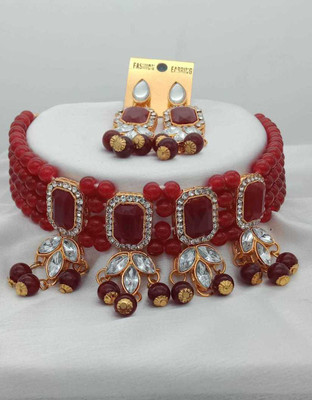 CATALYST Alloy Copper Maroon Jewellery Set(Pack of 1)