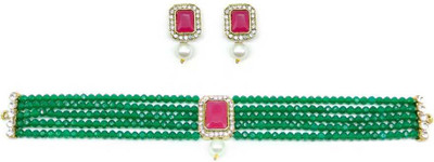 CATALYST Alloy Gold-plated Green Jewellery Set(Pack of 1)