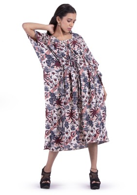 DAMO FASHION Floral Print Polyester Women Kaftan