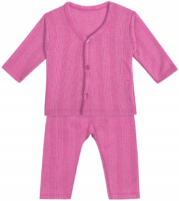Tiny Tooth Baby Boys & Baby Girls Casual Top Pyjama(Pink)