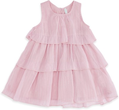 Pantaloons Baby Baby Girls Midi/Knee Length Casual Dress(Pink, Sleeveless)