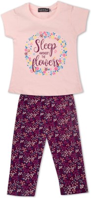 Todd N Teen Kids Nightwear Girls Graphic Print Cotton(Maroon Pack of 1)