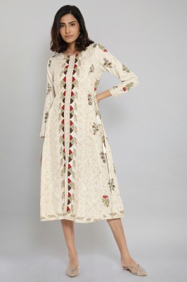 W Women Floral Print A-line Kurta(White)