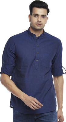 Indus Route by Pantaloons Men Solid Casual Blue Shirt