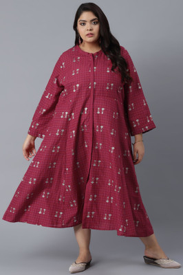 W Women Printed Flared Kurta(Red)