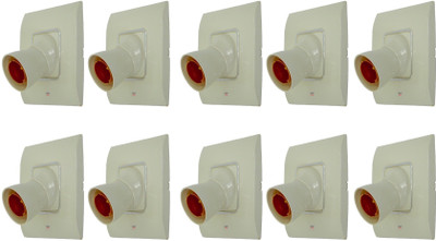 Prop It Up DECORATIVE SQUARE IVORY F0ancy Bulb holder WITH CROM RING for wall home Plastic Light Socket (B-22) PACK OF 10 (ANGLE HN/03) Plastic, Brass Light Socket(Pack of 10)