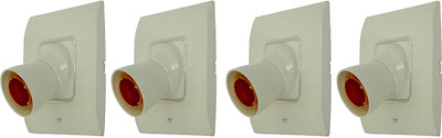 Prop It Up DECORATIVE SQUARE IVORY Fancy Bulb holder WITH CROM RING for wall home Plastic Light Socket (B-22) PACK OF 4 (ANGLE HN/03) Plastic, Brass Light Socket(Pack of 4)