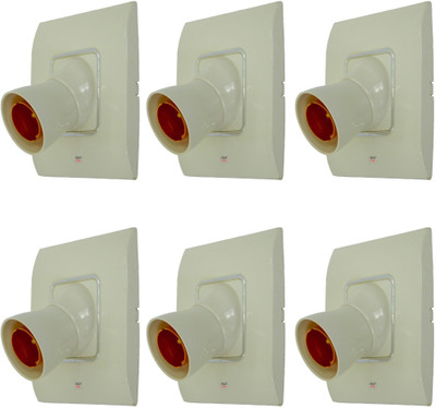 Prop It Up DECORATIVE SQUARE IVORY Fancy Bulb holder WITH CROM RING for wall home Plastic Light Socket (B-22) PACK OF 6 (ANGLE HN/03) Plastic, Brass Light Socket(Pack of 6)