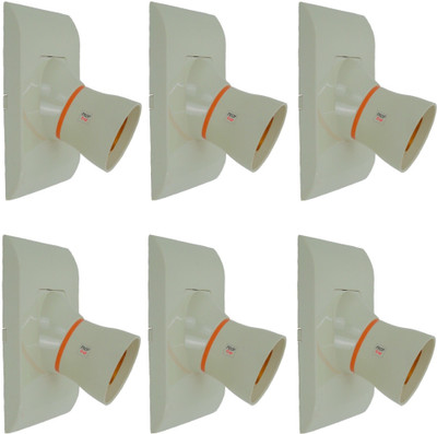 Prop It Up DECORATIVE SQUARE IVORY Fancy Bulb holder WITH ORANGE RING for wall home Plastic Light Socket (B-22) PACK OF 6 (ANGLE HN/05) Plastic, Brass Light Socket(Pack of 6)