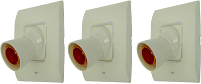 Prop It Up DECORATIVE SQUARE IVORY Fancy Bulb holder WITH CROM RING for wall home Plastic Light Socket (B-22) PACK OF 3 (ANGLE HN/03) Plastic, Brass Light Socket(Pack of 3)