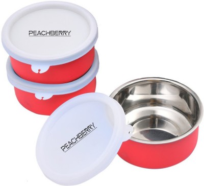 PEACHBERRY Microwave Safe Stainless Steel Leak Proof Lunch Box & Containers for Office School Use for Kids & Adults | Set of 3 3 Containers Lunch Box(350 ml)