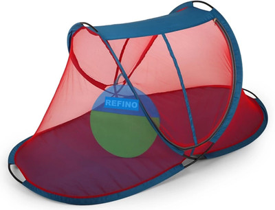 Refino Polyester Adults Washable Polyester Foldable Mosquito Net With Cotton Base (Size : LxWxH : 6.10 x 3.11 x 3 Feet) (Suitable for : Single Bed )Two Side Slider Gate with high Quality Zip Mosquito Net(Red, Tent)