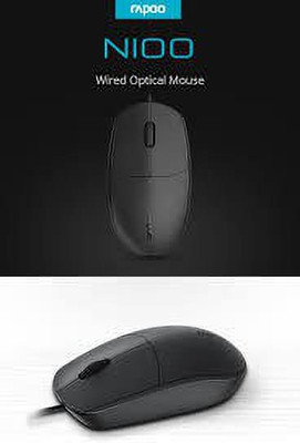 RAPOO N100 Wired Ambidextrous Optical Mouse(USB 2.0, Black)