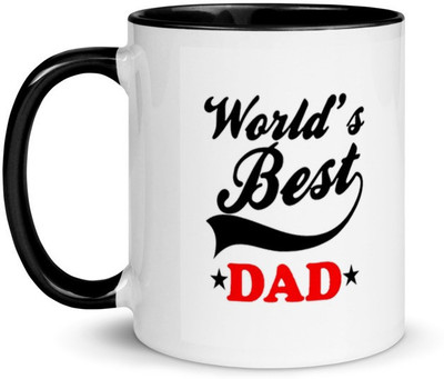 Prsky Worlds Best Dad Ceramic Printed Coffee Ceramic Coffee (325 ml, Pack of 1) Ceramic Coffee Mug(325 ml)
