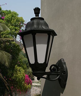 CERCO VICTORIA (M)-WB-01 BLACK + OPAL Gate Light Outdoor Lamp(Black)