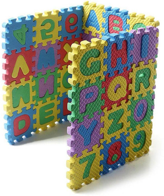 WHITE POPCORN 36pc Color Puzzle Kid Educational Toy Alphabet A-Z Numeral Foam Mat - SMALL(36 Pieces)