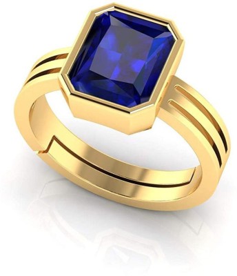 Chopra Gems Blue Sapphire Neelam 6.50ratti Stone Adjustable Ring for Men & Women Brass Sapphire Gold Plated Ring
