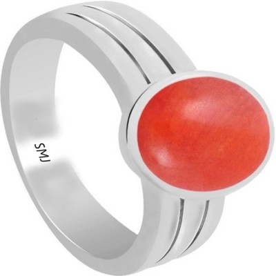 SMJ Certified Moonga 3.9 cts or 4.25 ratti Stunning Alloy Coral Ring