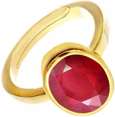 Jaipur Gems Jaipur Gems Natural Certified 10.25 Ratti Ruby (Manik/Manak) British ADJUSTABLE Panchdhatu Ring for Men & Boys Alloy Ruby Gold Plated Ring
