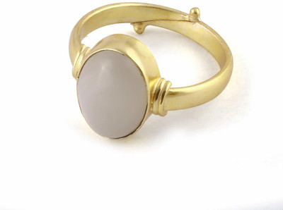 Chopra Gems Stainless Steel Moonstone Gold Plated Ring