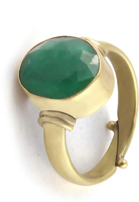 Chopra Gems Certified Emerald Panna Panchdhatu Rashi Ratan Ring for Astrological Purpose Brass Emerald Gold Plated Ring