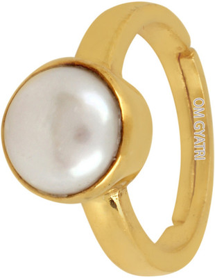 Chopra Gems Pearl Moti Gemstone Elegant Ring for Men & Women Brass Gold Plated Ring