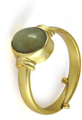 Chopra Gems Stainless Steel Cat's Eye Gold Plated Ring