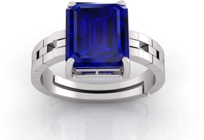 TODANI JEMS 9.25 Ratti Certified Original Blue Sapphire Ring Panchdhatu Neelam Ring Metal Sapphire Silver Plated Ring