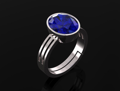 Pranjal Gems Original 12.25 Ratti Blue Sapphire Gem Stone Ring With Leb Certificate Brass Sapphire Ring