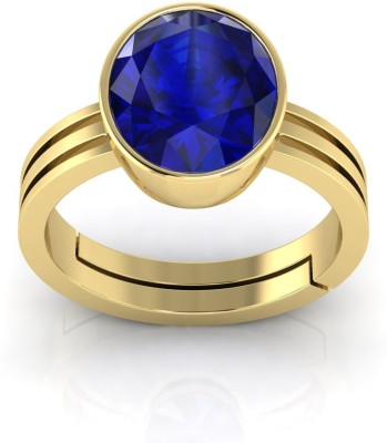 TODANI JEMS 7.25 Ratti 6.72 Carat Neelam Ring Blue Sapphire Adjustable Ring for Men & Women Brass Sapphire Ring