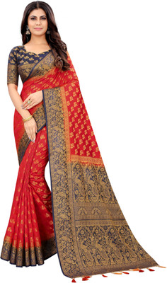 Perfect Wear Woven Banarasi Cotton Silk Saree(Multicolor)