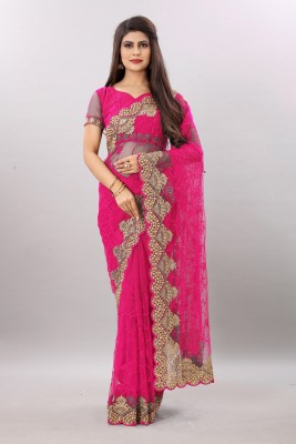 PARAMPARA DESIGNER Self Design Bollywood Net Saree(Pink)