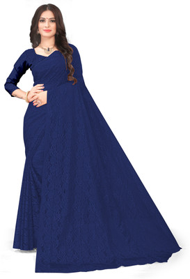SNEH FAB Embroidered Bollywood Net Saree(Blue)