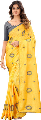 Barkiya Creation Embroidered Bollywood Georgette Saree(Yellow)