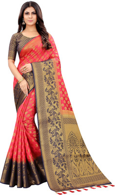 Perfect Wear Woven Banarasi Cotton Silk Saree(Multicolor)