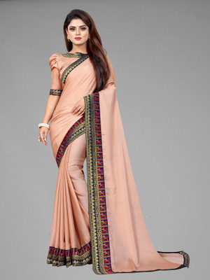 peer store Solid/Plain Bollywood Art Silk, Cotton Silk Saree(Beige)