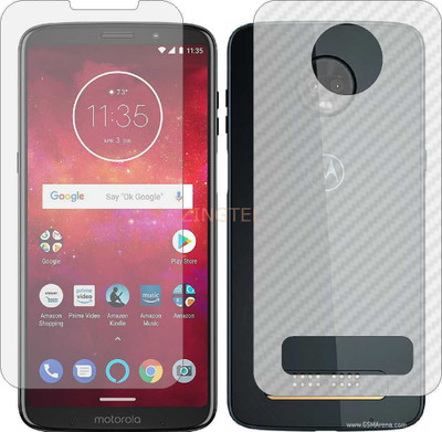 ZINGTEL Front and Back Screen Guard for MOTOROLA MOTO Z3 PLAY (Front Matte Finish & Back 3d Carbon Fiber)(Pack of 2)