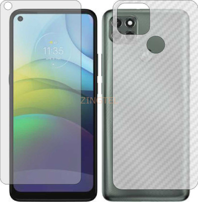 ZINGTEL Front and Back Screen Guard for MOTOROLA G9 POWER (Front Matte Finish & Back 3d Carbon Fiber)(Pack of 2)