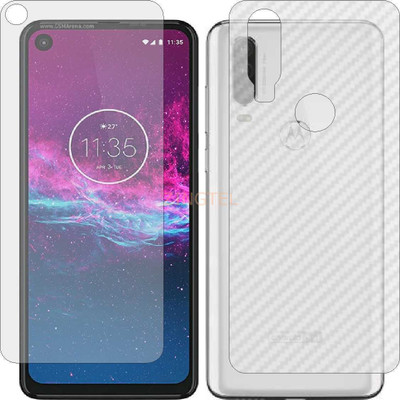 ZINGTEL Front and Back Screen Guard for MOTO ONE ACTION (Front Matte Finish & Back 3d Carbon Fiber)(Pack of 2)