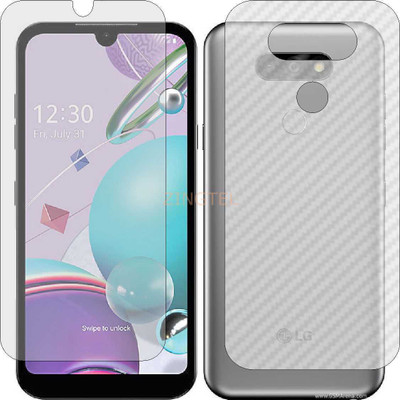 ZINGTEL Front and Back Screen Guard for LG Q31 (Front Matte Finish & Back 3d Carbon Fiber)(Pack of 2)