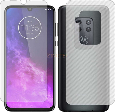 ZINGTEL Front and Back Screen Guard for MOTOROLA MOTO ONE ZOOM (Front Matte Finish & Back 3d Carbon Fiber)(Pack of 2)