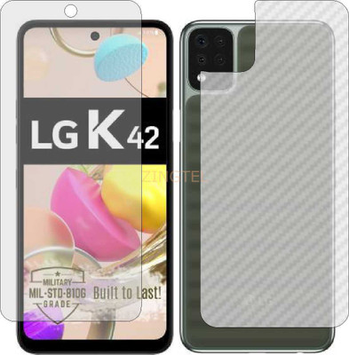 ZINGTEL Front and Back Screen Guard for LG K42 (Front Matte Finish & Back 3d Carbon Fiber)(Pack of 2)