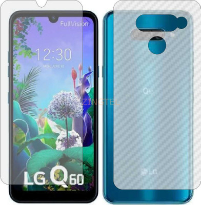 ZINGTEL Front and Back Screen Guard for LG Q60 (Front Matte Finish & Back 3d Carbon Fiber)(Pack of 2)