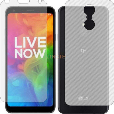 ZINGTEL Front and Back Screen Guard for LG Q7 MT 6750S (Front Matte Finish & Back 3d Carbon Fiber)(Pack of 2)