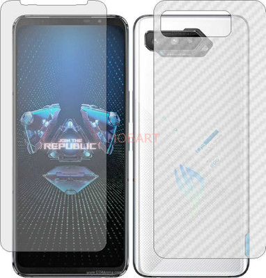 MOBART Front and Back Tempered Glass for ASUS ROG PHONE 5 (Front Matte Finish & Back 3d Carbon Fiber)(Pack of 2)
