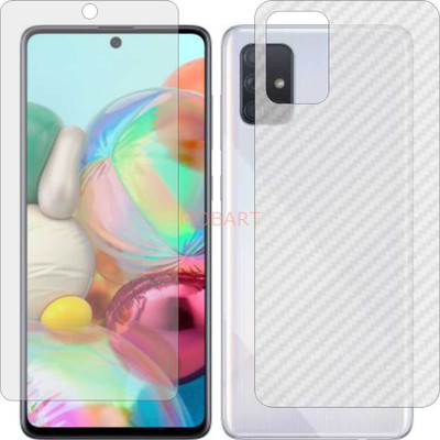 MOBART Front and Back Tempered Glass for SAMSUNG A71 (Front Matte Finish & Back 3d Carbon Fiber)(Pack of 2)