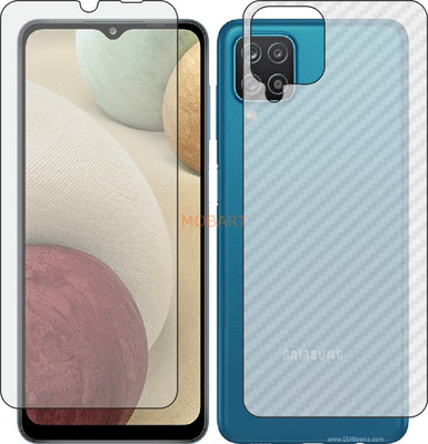 MOBART Front and Back Tempered Glass for SAMSUNG GALAXY A12 NACHO (Front Matte Finish & Back 3d Carbon Fiber)(Pack of 2)