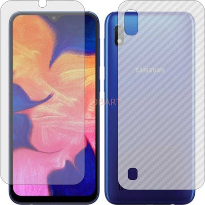 MOBART Front and Back Tempered Glass for SAMSUNG A10 E (Front Matte Finish & Back 3d Carbon Fiber)(Pack of 2)