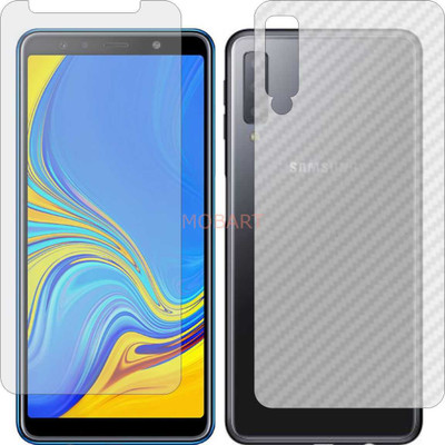 MOBART Front and Back Tempered Glass for SAMSUNG A7 2018 (Front Matte Finish & Back 3d Carbon Fiber)(Pack of 2)